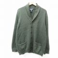 【20%OFF】XL★古着 ランズエンド 長袖 ニット カーディガン メンズ 00年代 00s コットン ショールカラー 濃緑 グリーン 25feb18 中古 トップス