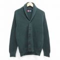 【20%OFF】M★古着 チャップス 長袖 ニット カーディガン メンズ コットン ショールカラー 濃緑 グリーン 25feb28 中古 トップス