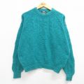 XL★古着 ジャンセン 長袖 セーター メンズ 90年代 90s 青緑 【spe】 25mar01 中古 ニット トップス