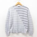 S★古着 ジャンセン 長袖 セーター メンズ 90年代 90s クルーネック USA製 グレー ボーダー 25mar01 中古 ニット トップス