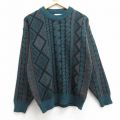 S★古着 ルティグレ 長袖 セーター メンズ 90年代 90s アクリル クルーネック USA製 緑他 グリーン 25mar05 中古 ニット トップス