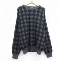L★古着 ジャンセン 長袖 セーター メンズ 00年代 00s アクリル クルーネック グレー他 25mar07 中古 ニット トップス