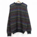 M★古着 ジャンセン 長袖 セーター メンズ 00年代 00s アクリル クルーネック 紺 ネイビー 25mar08 中古 ニット トップス