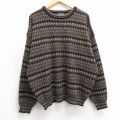 XL★古着 ジャンセン 長袖 セーター メンズ 大きいサイズ クルーネック ベージュ他 カーキ 25mar10 中古 ニット トップス