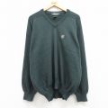 XL★古着 IZOD 長袖 セーター メンズ 90年代 90s ワンポイントロゴ コットン Vネック USA製 緑 グリーン 25mar11 中古 ニット トップス