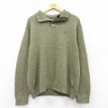 L★古着 チャップス 長袖 セーター メンズ ワンポイントロゴ ヒジ当て コットン 緑他 グリーン 霜降り 25mar12 中古 ニット トップス