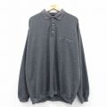 XL★古着 長袖 セーター メンズ 襟付き 大きいサイズ グレー 霜降り 25mar12 中古 ニット トップス