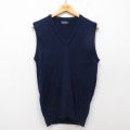 S★古着 ニット ベスト メンズ 90年代 90s 無地 アクリル Vネック 紺 ネイビー 25mar13 中古 トップス