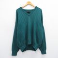 XL★古着 長袖 セーター メンズ 90年代 90s 無地 大きいサイズ Vネック 緑 グリーン 25mar14 中古 ニット トップス