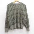 L★古着 長袖 セーター メンズ 00年代 00s アクリル クルーネック 濃緑系他 グリーン 25mar24 中古 ニット トップス