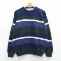 L★古着 長袖 セーター メンズ 00年代 00s コットン クルーネック 紺他 ネイビー 25mar25 中古 ニット トップス