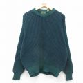 XL★古着 バンヒューセン 長袖 セーター メンズ 90年代 90s クルーネック 緑 グリーン 25mar27 中古 ニット トップス