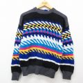 M★古着 オーシャンパシフィック OP 長袖 セーター メンズ 90年代 90s アクリル クルーネック 黒他 ブラック 25mar27 中古 ニット トップス