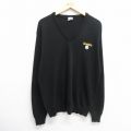 XL★古着 長袖 セーター メンズ 90年代 90s NFL ピッツバーグスティーラーズ アクリル Vネック USA製 黒 ブラック 25mar28 中古 ニット トップス