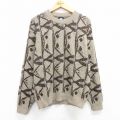 M★古着 長袖 セーター メンズ 90年代 90s アクリル クルーネック USA製 薄茶他 ブラウン 25mar28 中古 ニット トップス