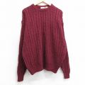 XL★古着 セントジョンズベイ 長袖 ケーブル セーター メンズ 90年代 90s 大きいサイズ クルーネック エンジ 25apr01 中古 ニット トップス