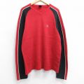 M★古着 ノーティカ NAUTICA 長袖 ブランド セーター メンズ ワンポイントロゴ ラグラン Vネック 赤他 レッド 25apr01 中古 ニット トップス