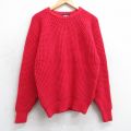 S★古着 長袖 セーター メンズ 90年代 90s 無地 ラグラン クルーネック 赤 レッド 25apr01 中古 ニット トップス