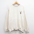 XL★古着 長袖 セーター メンズ 90年代 90s シカ 大きいサイズ コットン クルーネック USA製 生成り 25aug30 中古 ニット トップス
