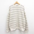 XL★古着 長袖 セーター メンズ 90年代 90s 手織り コットン クルーネック USA製 生成り 25aug30 中古 ニット トップス