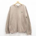 XL★古着 長袖 セーター メンズ 90年代 90s ルーニーテューンズ LOONEY TUNES マービンザマーシャン コットン Vネック ベージュ カーキ 【spe】 25aug30 中古 ニット トップス