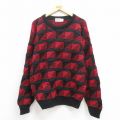 L★古着 長袖 セーター メンズ 90年代 90s アクリル 黒他 ブラック 25sep04 中古 ニット トップス