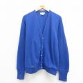 M★古着 IZOD 長袖 ニット カーディガン メンズ 90年代 90s ワンポイントロゴ USA製 青 ブルー 25sep04 中古 トップス