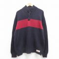 【20%OFF】XL★古着 ラルフローレン Ralph Lauren ポロジーンズ 長袖 ブランド セーター メンズ コットン モックネック ハイネック 紺 ネイビー 25sep06 中古 ニット トップス