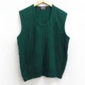 M★古着 ニット ベスト メンズ 80年代 80s アクリル クルーネック 緑 グリーン 25sep12 中古 トップス