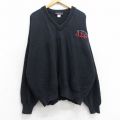 XL★古着 長袖 セーター メンズ 90年代 90s デルタシグマシータ 大きいサイズ コットン Vネック USA製 濃紺系 ネイビー 25sep12 中古 ニット トップス