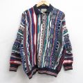 M★古着 COTTON TRADERS 長袖 セーター メンズ 90年代 90s 3Dニット 襟付き 紺他 ネイビー 【spe】 25sep12 中古 ニット トップス