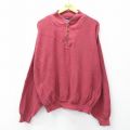 XL★古着 ランズエンド 長袖 セーター メンズ 90年代 90s 無地 大きいサイズ コットン ヘンリーネック USA製 エンジ系 【spe】 25sep20 中古 ニット トップス