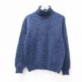 M★古着 ウールリッチ WOOLRICH 長袖 セーター メンズ 90年代 90s ネイティブ柄 ラグ柄 コットン タートルネック ハイネック 紺 ネイビー 【spe】 25sep26 中古 ニット トップス