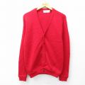 M★古着 長袖 ニット カーディガン メンズ 90年代 90s アクリル USA製 赤 レッド 25sep27 中古 トップス