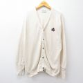 XL★古着 IZOD 長袖 ニット カーディガン メンズ 90年代 90s ワンポイントロゴ USA製 生成り 25sep27 中古 トップス