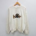 XL★古着 STRUCTURE 長袖 セーター メンズ 00年代 00s 鉛筆 定規 刺繍 クルーネック 白系 ホワイト 25sep27 中古 ニット トップス