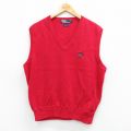 【20%OFF】L★古着 ラルフローレン Ralph Lauren ブランド ニット ベスト メンズ 90年代 90s ワンポイントロゴ ゴルフ コットン Vネック 赤 レッド 【spe】 25sep27 中古 トップス