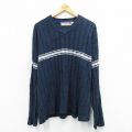 XL★古着 長袖 セーター メンズ 90年代 90s Vネック 紺 ネイビー 25sep27 中古 ニット トップス