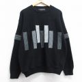 L★古着 長袖 セーター メンズ 90年代 90s アクリル クルーネック USA製 黒他 ブラック 25sep27 中古 ニット トップス