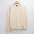 L★古着 ノーティカ NAUTICA 長袖 ブランド セーター メンズ ワンポイントロゴ コットン Vネック 生成り 25sep30 中古 ニット トップス