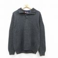 L★古着 チャップス 長袖 セーター メンズ ワンポイントロゴ コットン 濃グレー 25sep30 中古 ニット トップス