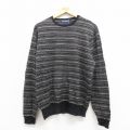 【20%OFF】L★古着 ラルフローレン Ralph Lauren ポロゴルフ 長袖 ブランド セーター メンズ 90年代 90s メリノウール クルーネック 黒 ブラック ボーダー 【spe】 25sep30 中古 ニット トップス