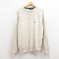 XL★古着 ノーティカ NAUTICA 長袖 ブランド セーター メンズ 90年代 90s ワンポイントロゴ クルーネック 生成り 25sep30 中古 ニット トップス