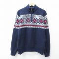 XL★古着 IZOD 長袖 ハーフジップ セーター メンズ 紺他 ネイビー 25oct01 中古 ニット トップス