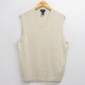 【20%OFF】L★古着 ドッカーズ ケーブル ニット ベスト メンズ アクリル Vネック 生成り 25oct01 中古 トップス