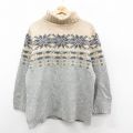 【20%OFF】L★古着 ギャップ GAP 長袖 ノルディック セーター メンズ 00年代 00s 雪柄 ラムウール タートルネック ハイネック グレー他 25oct01 中古 ニット トップス