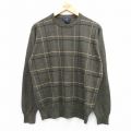 【20%OFF】M★古着 ドッカーズ 長袖 セーター メンズ アクリル クルーネック 濃緑他 グリーン チェック 25oct01 中古 ニット トップス
