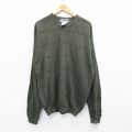 L★古着 長袖 セーター メンズ アクリル Vネック 濃緑他 グリーン 25oct01 中古 ニット トップス