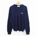 L★古着 長袖 セーター メンズ 80年代 80s ナチュラルライトビール Vネック USA製 紺 ネイビー 25oct03 中古 ニット トップス