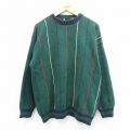XL★古着 STRUCTURE 長袖 セーター メンズ クルーネック 緑他 グリーン ストライプ 25oct03 中古 ニット トップス